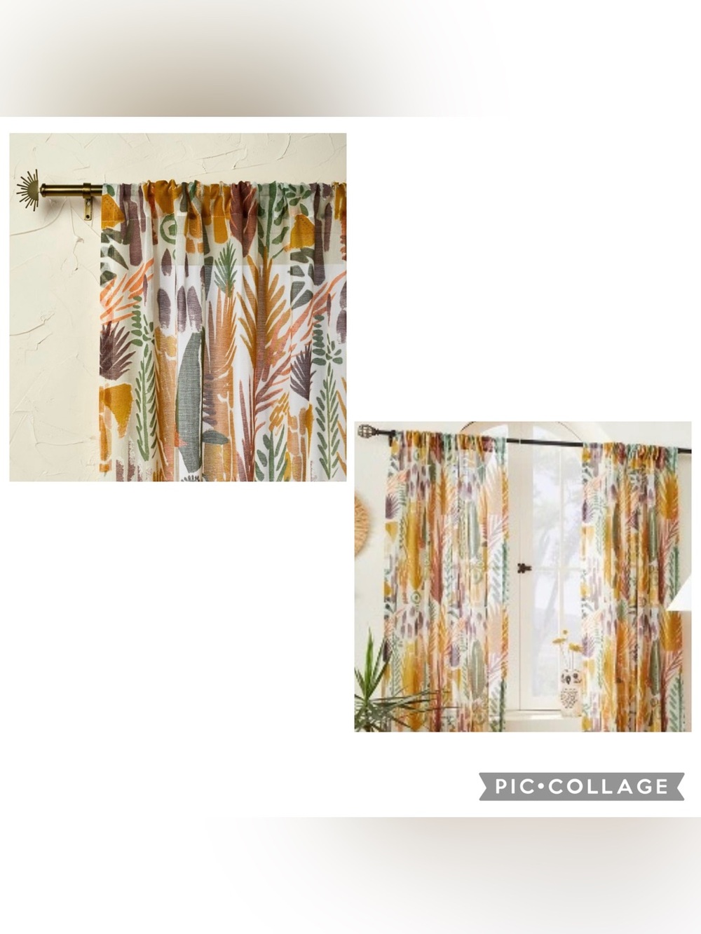 OPALHOUSE JUNGALOW Set Of 2 Gold Multicolor OPHELIA Curtain Panels 54” X 63”